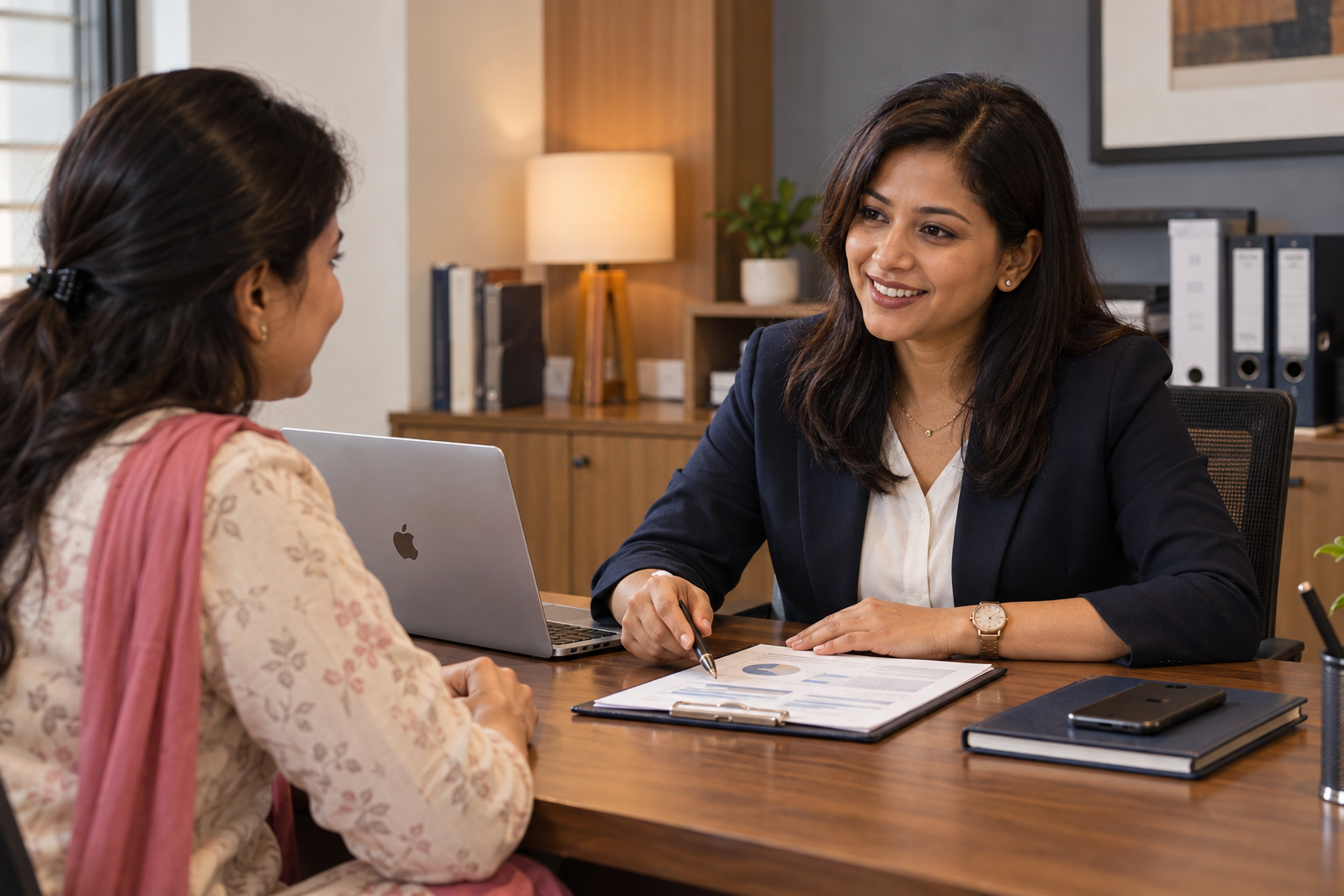 Career & Professional Development professional discussing service needs with a customer.