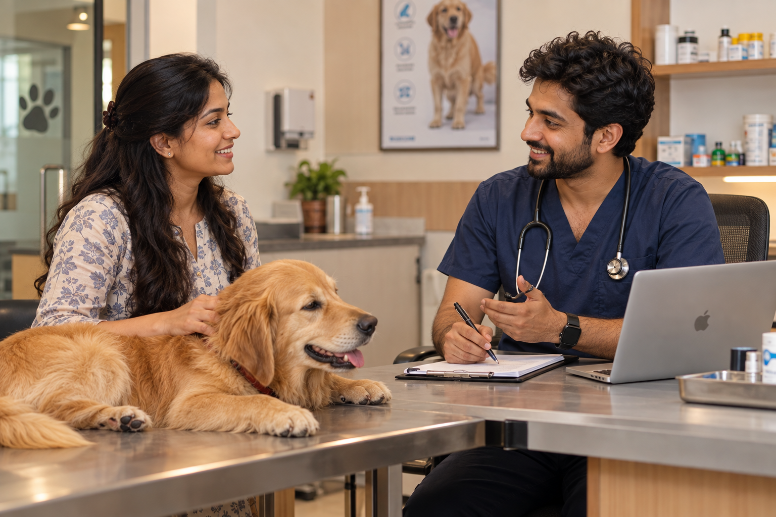 Pet Care & Services professional discussing service needs with a customer.