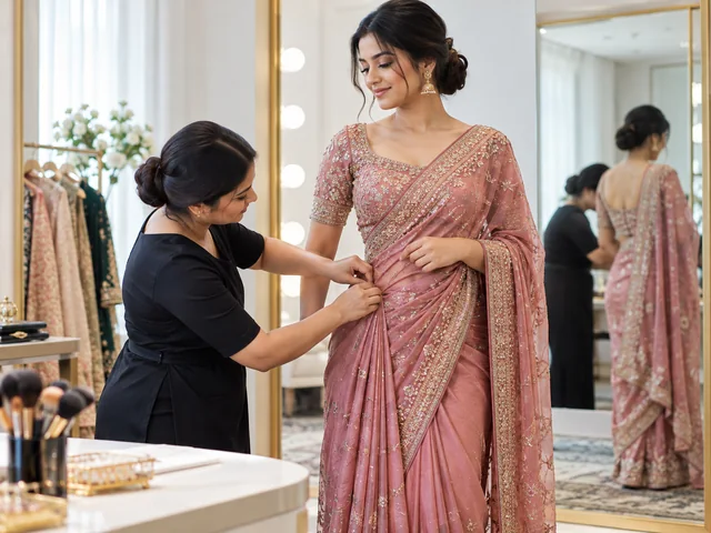 Illustrative saree & outfit draping catalog photograph