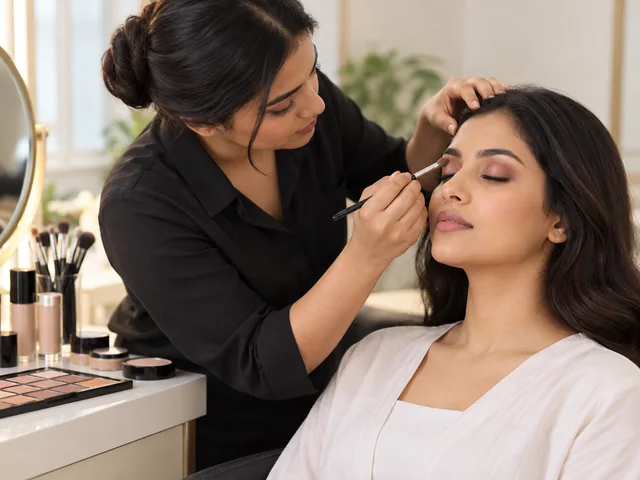 Illustrative makeup application catalog photograph