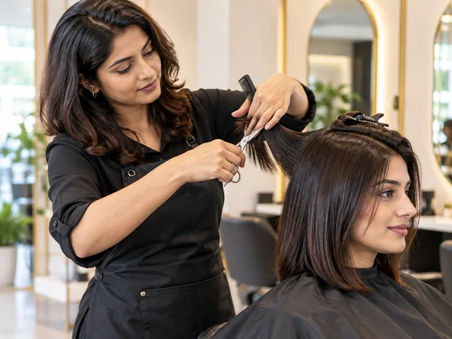 Illustrative haircut & styling catalog photograph