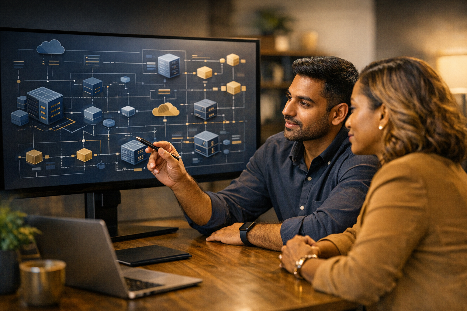Software, AI & Technology professional discussing service needs with a customer.