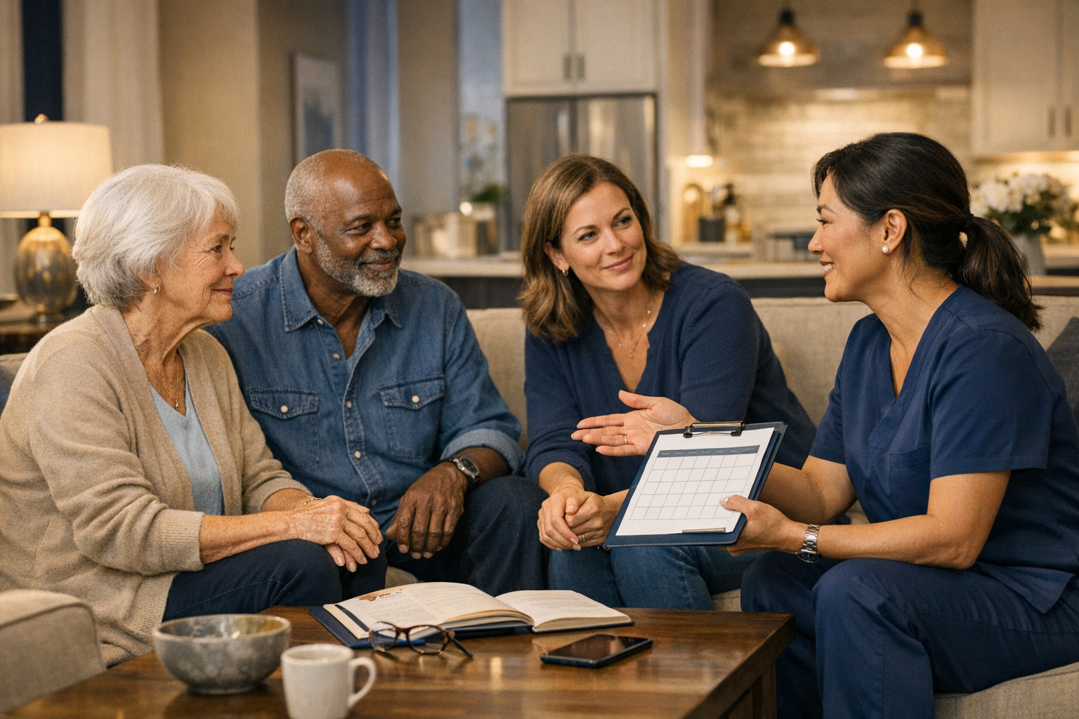 Home & Senior Care professional discussing service needs with a customer.
